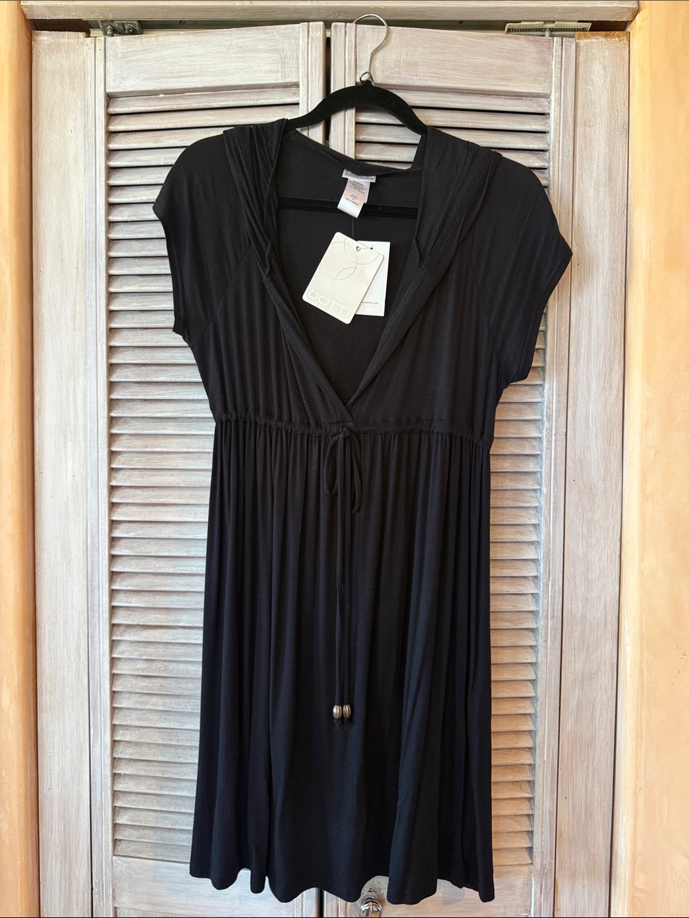 Dotti Black V-Neck Short Sleeve swim cover